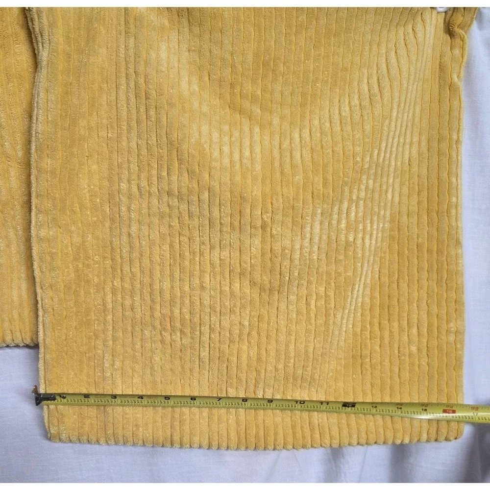 Pair Mustard Yellow Ribbed Corduroy Velvet Throw Pillow Covers 16
